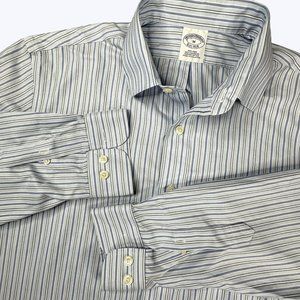 Brooks Brothers‎ Men's Dress Shirt Size Medium Blue and White stripe
